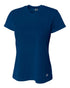 A4 Women's Short Sleeve V-Neck Birds Eye Mesh Tee (NW3254), Color 'Navy'
